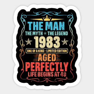 1983 The Man The Myth The Legend Aged Perfectly Life Begins At 49 Sticker